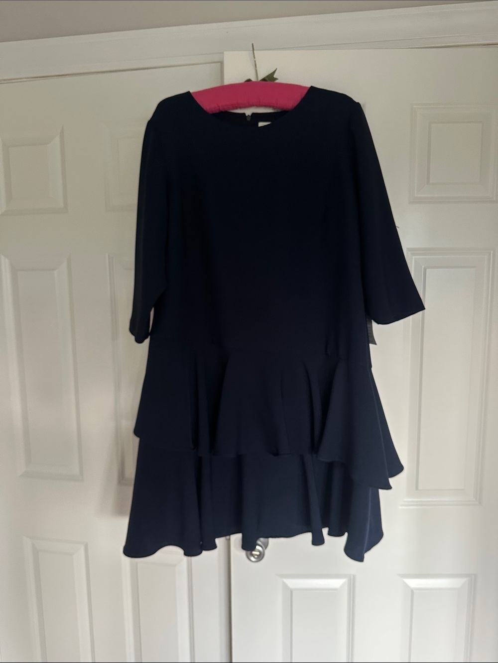 Eliza J Navy Tiered Peplum Midi Dress